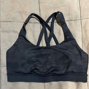 Lululemon Energy Bra Black Camo, size 6